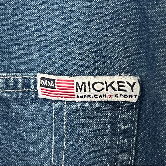 Vintage Disney Cotton Denim Button Shirt XXL Mickey Minnie Donald Embroidered - Picture 4 of 11